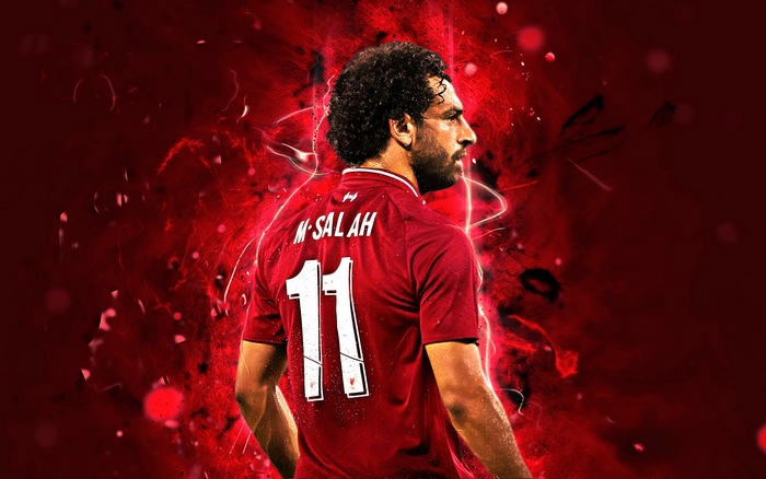 Mohamed Salah in Intense Red Liverpool Jersey