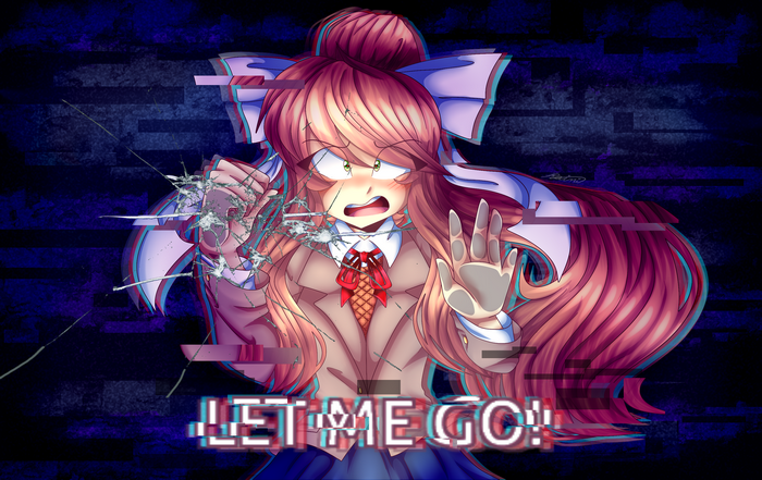 Distressed Monika from Doki Doki Literature Club
