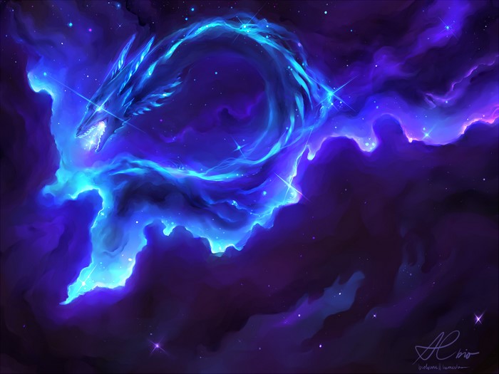 Blue Dragon Nebula in Deep Space