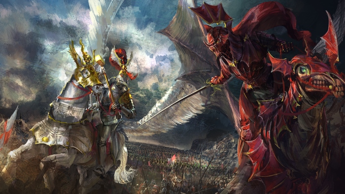 Knight on Horse vs Dragon Rider in Total War: Warhammer