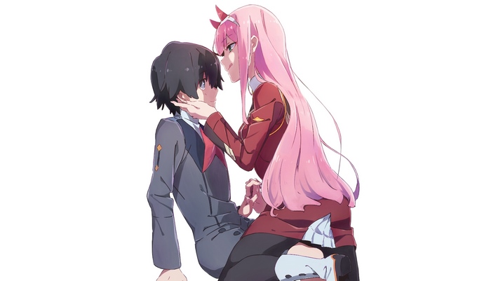 Zero Two and Hiro Intimate Moment Darling in the FranXX