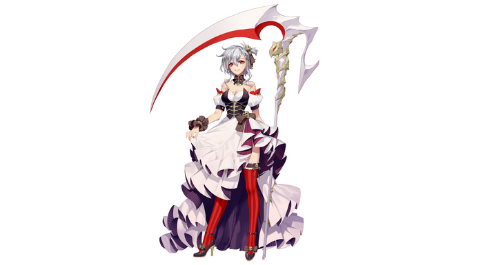 Anime Girl with Elegant Scythe and Frilly Dress