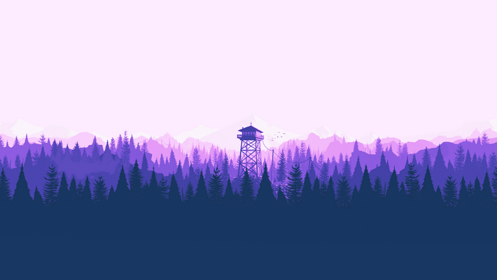 Firewatch tower in a purple forest landscape
