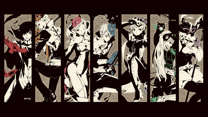 Persona 5 characters in a panel art style