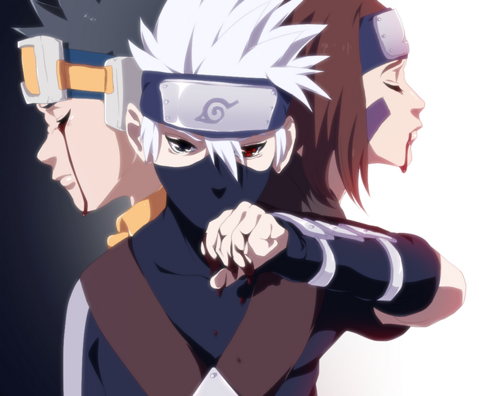 Kakashi Hatake with Rin Nohara and Obito Uchiha