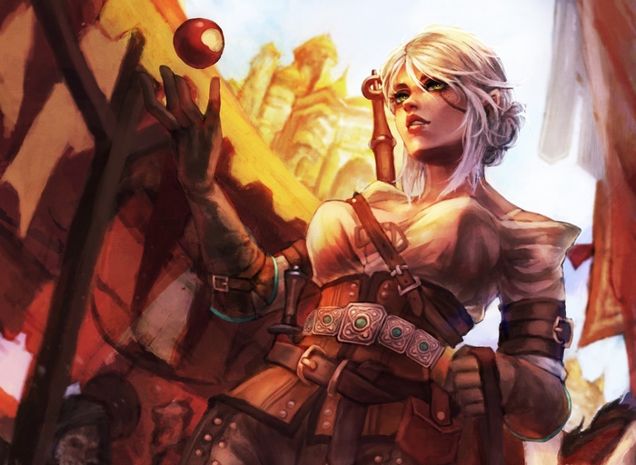 Ciri from The Witcher 3: Wild Hunt juggling a ball