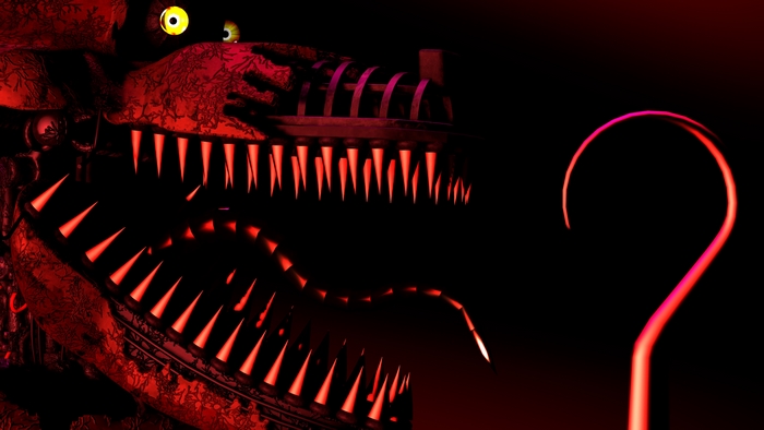 Nightmare Foxy with Glowing Red Teeth and Hook