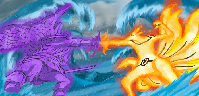 Naruto Uzumaki and Sasuke Uchiha Intense Battle