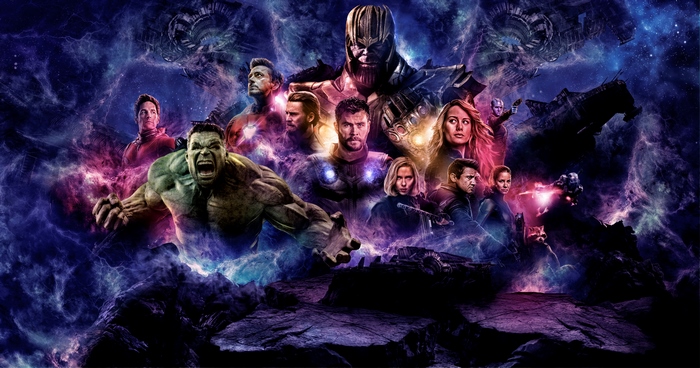 Avengers: Endgame Poster with Thanos and Heroes