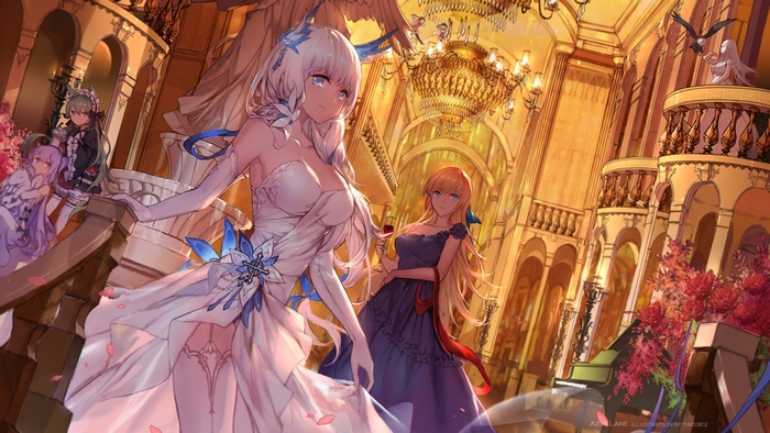 Illustrious from Azur Lane in a ballroom