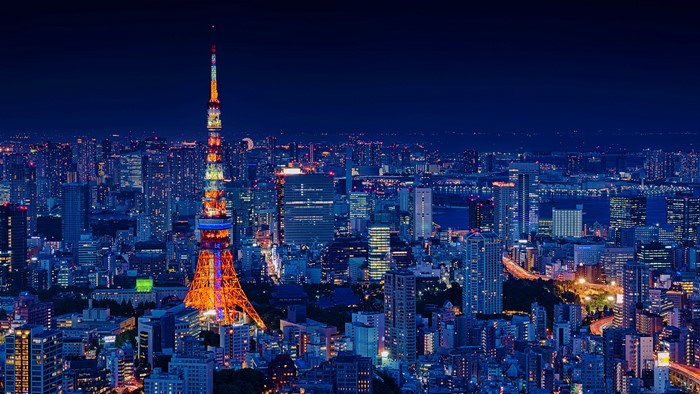 Tokyo Tower and Cityscape at Night, Japan