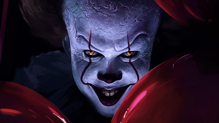 Pennywise the Clown from It with Red Balloons