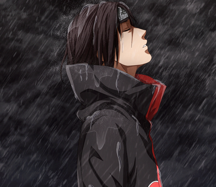 Itachi Uchiha Standing in Rain with Closed Eyes