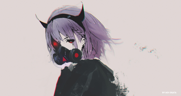 Anime girl with mask and horns