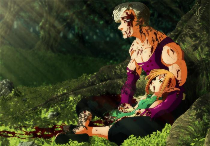 Ban and Elaine Resting Under Tree - The Seven Deadly Sins