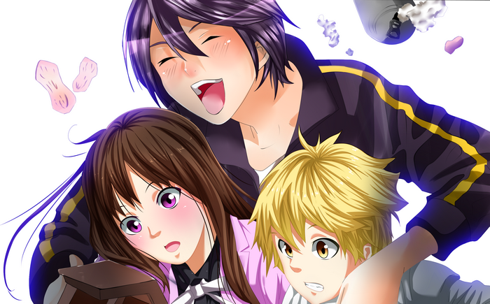 Hiyori Iki, Yato, and Yukine from Noragami