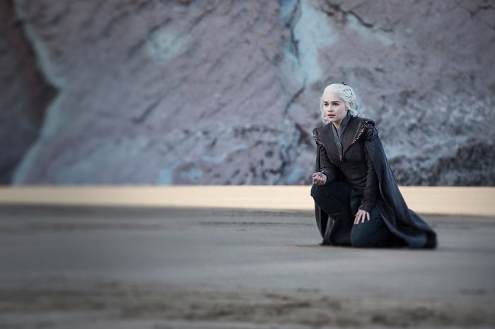 Daenerys Targaryen from Game of Thrones on a beach