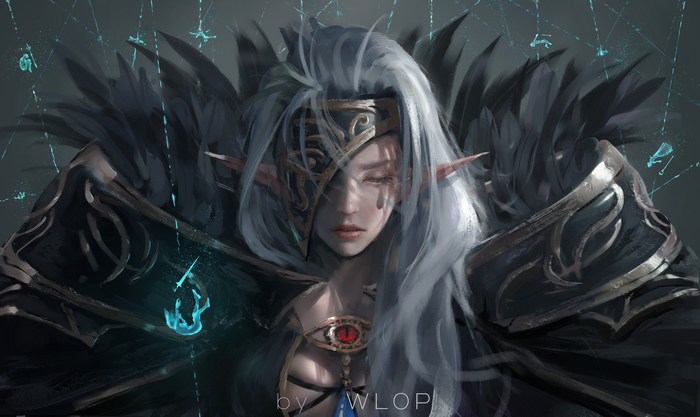 Fantasy Elf Woman with Mask and Tears