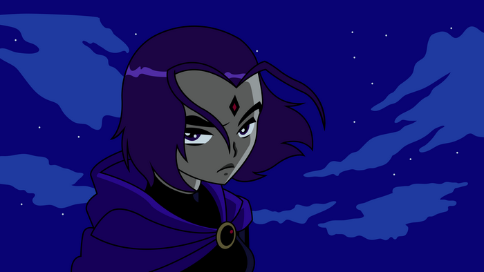 Raven from Teen Titans Under a Starry Sky