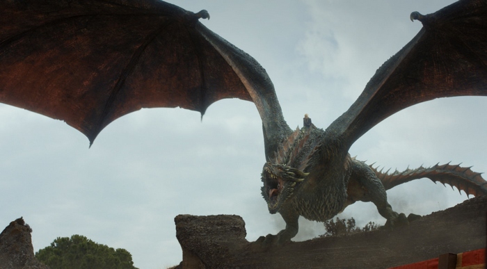 Drogon the dragon from Game of Thrones with Daenerys Targaryen