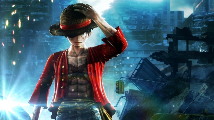 Monkey D. Luffy in Dramatic Urban Setting