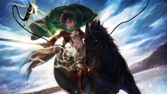 Levi Ackerman from Attack on Titan on a Horse