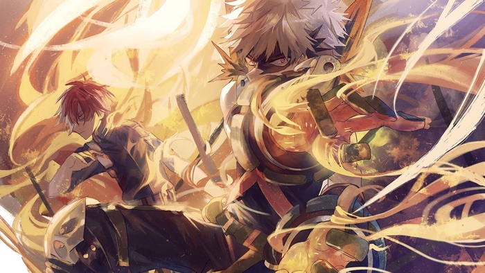 Katsuki Bakugou and Shoto Todoroki Intense Battle Scene