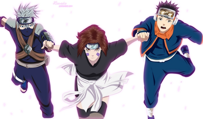 Kakashi, Rin, and Obito from Naruto