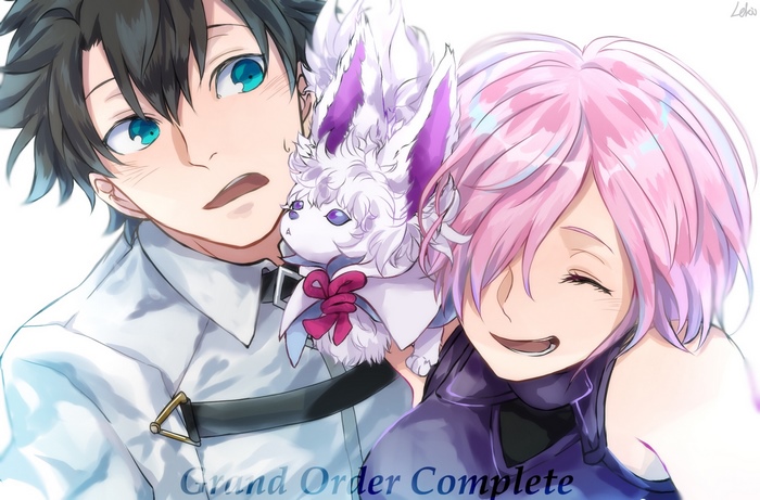 Mashu Kyrielight and Fujimaru Ritsuka with Fou from Fate/Grand Order