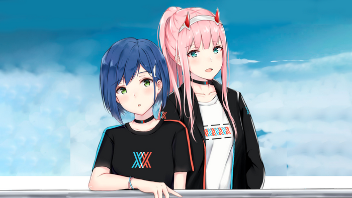 Zero Two and Ichigo from Darling in the FranXX
