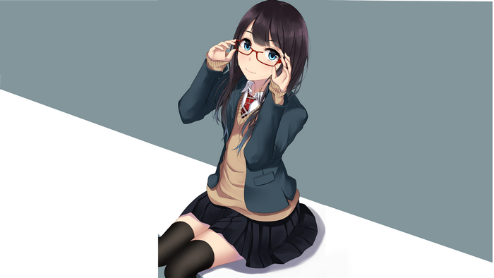 Anime Girl with Glasses and School Uniform
