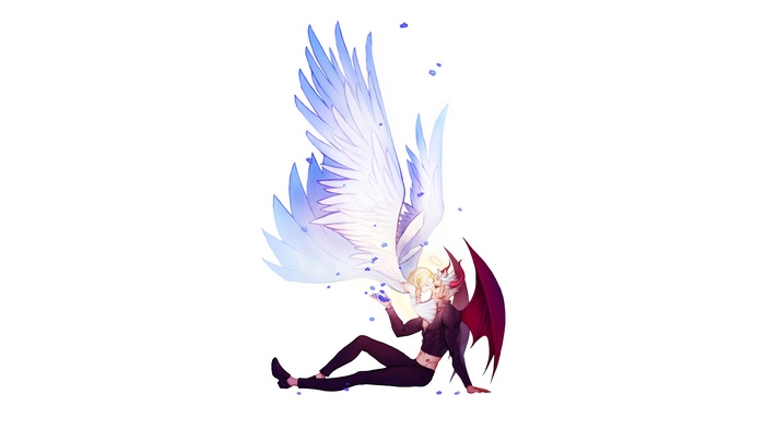 Elaine and Ban with Angelic and Demonic Wings