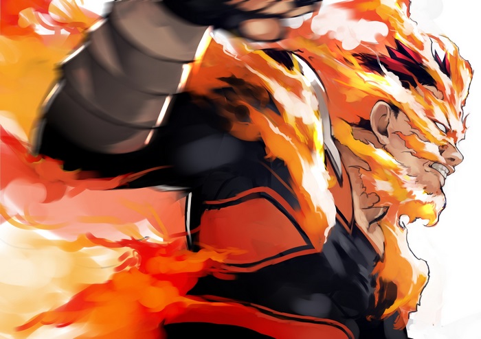Enji Todoroki from Boku no Hero Academia with flames