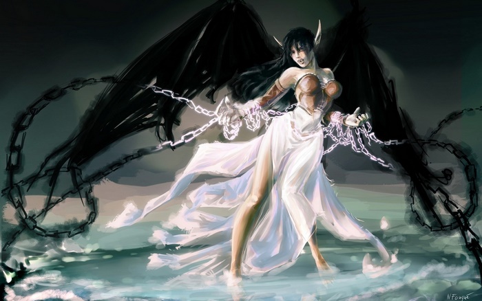 Morgause from League of Legends with chains