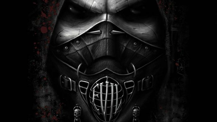 Dark Gothic Mask with Pierced Metallic Grate