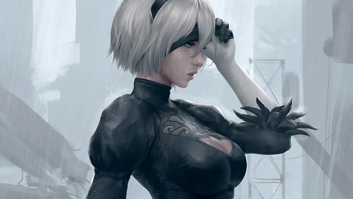 1920x1080 2b Profile Blindfold Automata Yorha Game Sensuality