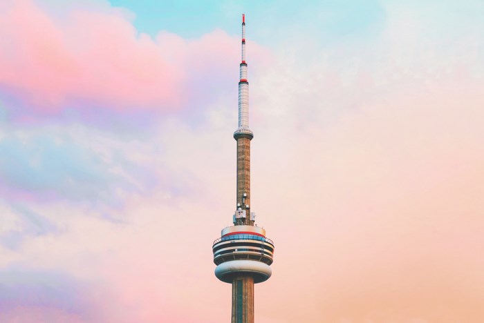 CN Tower against a pastel sky