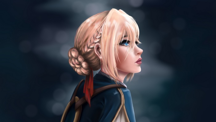 Anime girl with blonde hair and blue eyes