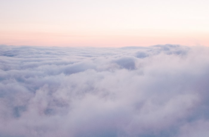 Aerial view of clouds at sunset