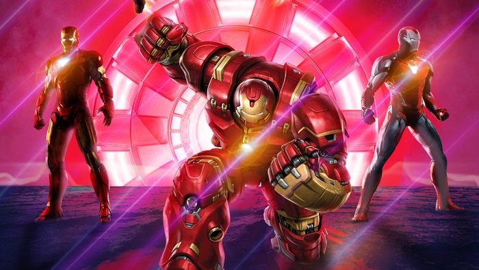 Hulkbuster and Iron Man suits in digital art