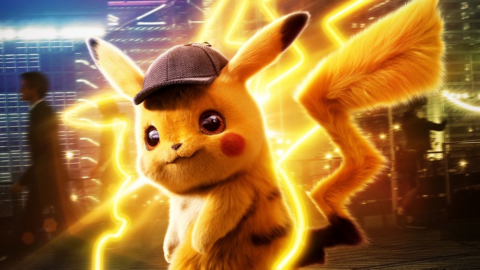 Detective Pikachu Glowing in City Night 4K