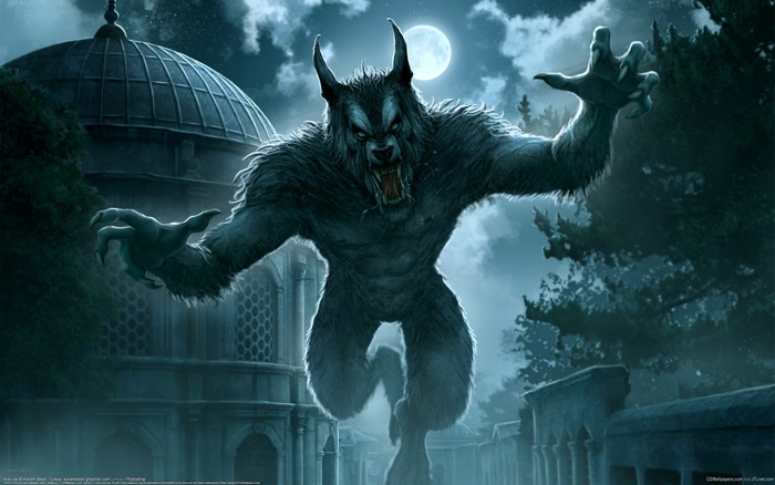 Ferocious Werewolf Under the Full Moon