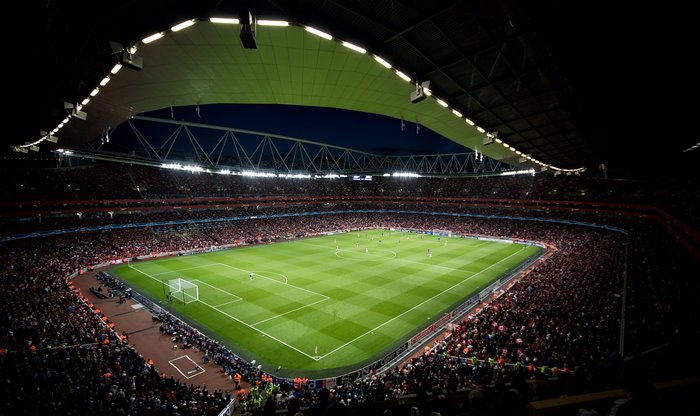 Soccer match at Emirates Stadium during Champions League
