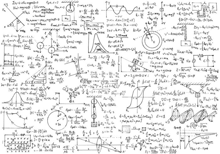 Physics formulas and diagrams poster