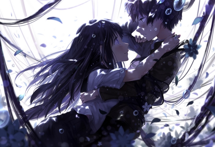 Eru Chitanda and Houtarou Oreki from Hyouka