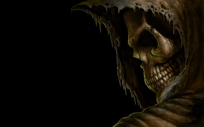 Grim Reaper in Dark Hooded Cloak