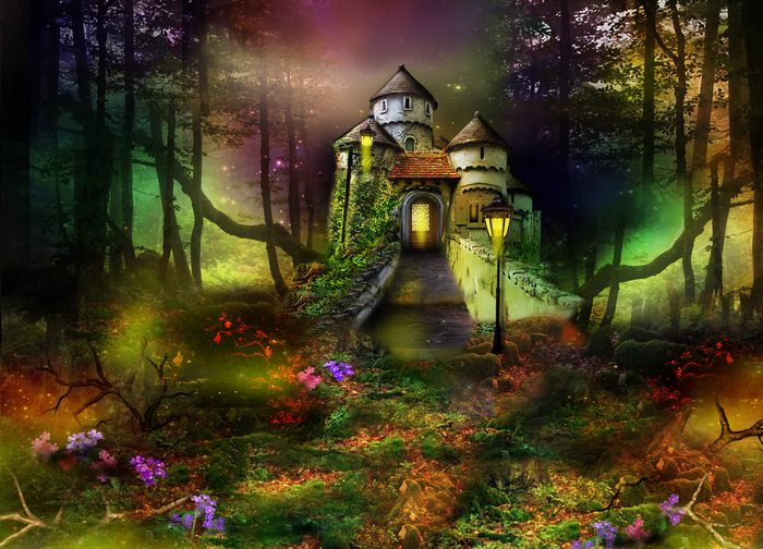 Fantasy castle in a magical forest