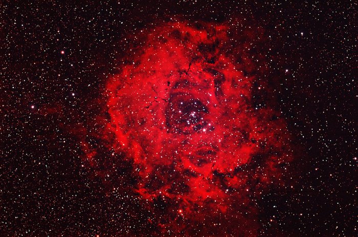 Red Orion Molecular Cloud Nebula with Glowing Stars