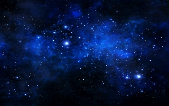 Blue galaxy with stars and nebula