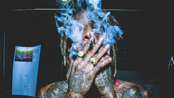 Wiz Khalifa Smoking with Tattooed Hands 4K
